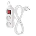 Prodlužovací kabel EMOS P12114 / 1,4 m / 2 zásuvky / s vypínačom / biely / PVC / 1 mm2