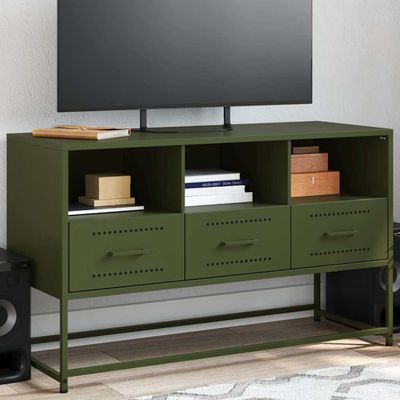 vidaXL TV skrinka olivovozelená 100,5x39x60,5 cm oceľ