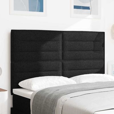vidaXL LED hlavová doska s LED pásikmi Čierny 144 cm látka