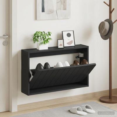 vidaXL Nástenný botník ZWOLLE 71 x 17 x 43 cm Kompozitné drevo Čierna