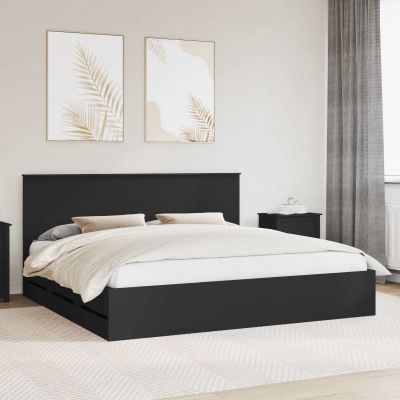 vidaXL Rám postele so zásuvkou Čierna 200 x 200 cm Inžinierske drevo