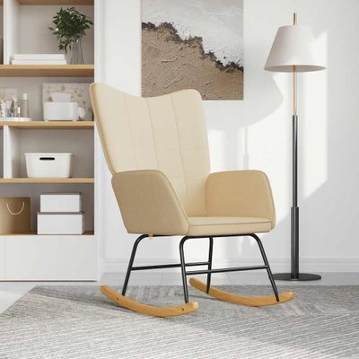 vidaXL Hojdacie kreslo, krémové, látka