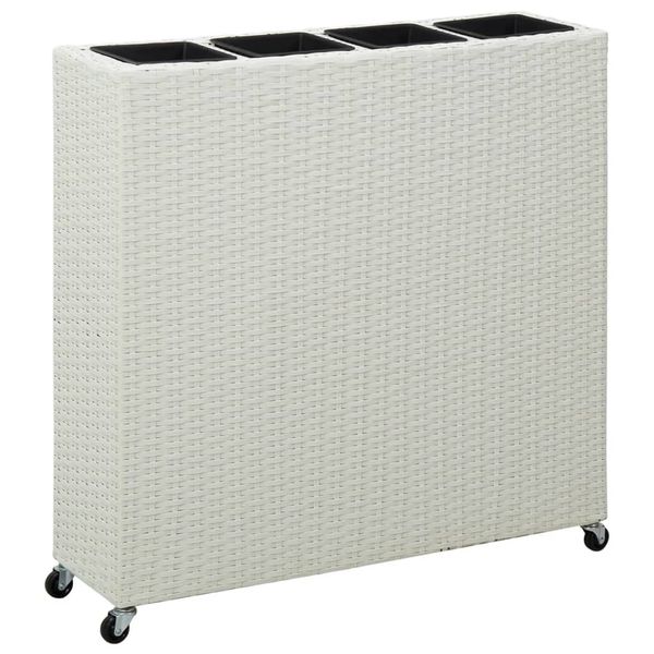 vidaXL Vyvýšený záhradný záhon a 4 nádoby 80x22x79 cm polyratan biely