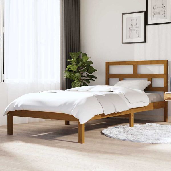 vidaXL Posteľný rám medovo-hnedý borovicový masív 90x200 cm