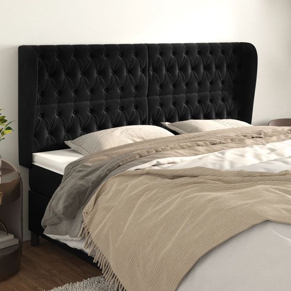vidaXL Čelo postele so záhybmi čierne 183x23x118/128 cm zamat