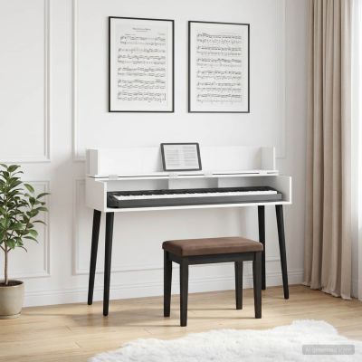 vidaXL Štúdiový stôl Biela 152 x 40 x 19,5 cm Kompozitné drevo