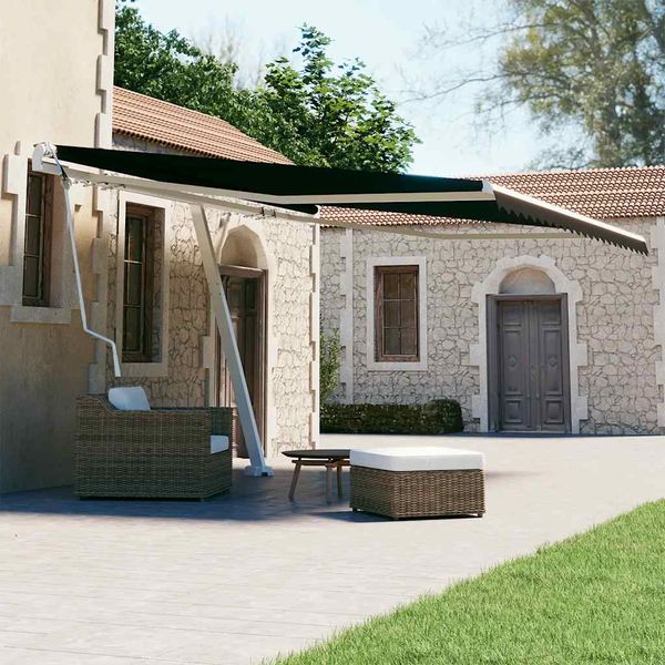 vidaXL Samostatne stojaca automatická markíza 400x300 cm antracitová