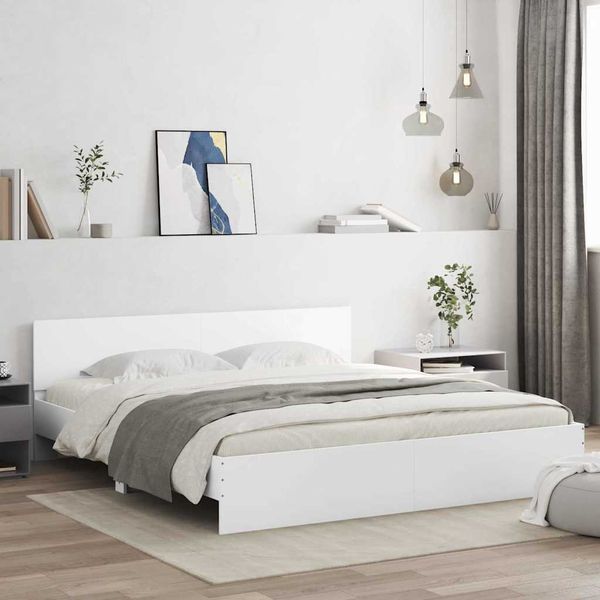 vidaXL Rám postele Nástenný Biela 193 x 203 cm Kompozitné drevo