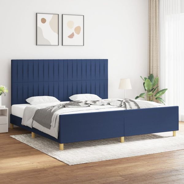 vidaXL Posteľ bez matraca modrá 200x200 cm látka