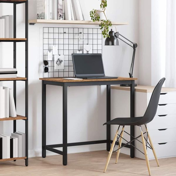 vidaXL stôl Staré drevo 100 x 50 x 76,5 cm Inžinierske drevo a oceľ