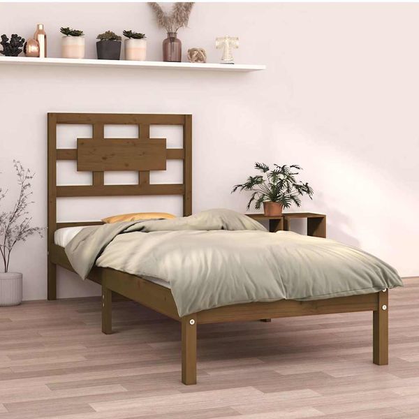 vidaXL Posteľný rám medový drevený masív 75x190cm malé jednolôžko