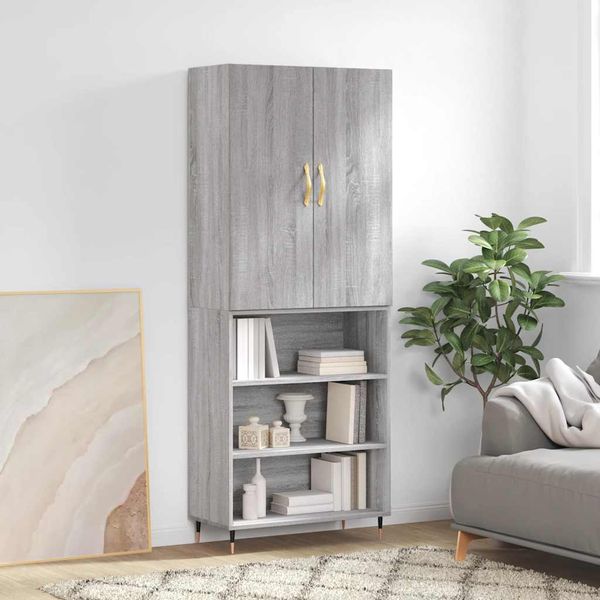 vidaXL Vysoká skrinka sivý dub sonoma 69,5x34x180 cm spracované drevo