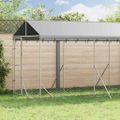 vidaXL Vonkajší koterec pre psov so strechou striebor. 2x10x2,5m oceľ