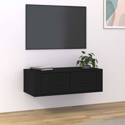 vidaXL Závesná TV skrinka čierna 80x36x25 cm spracované drevo