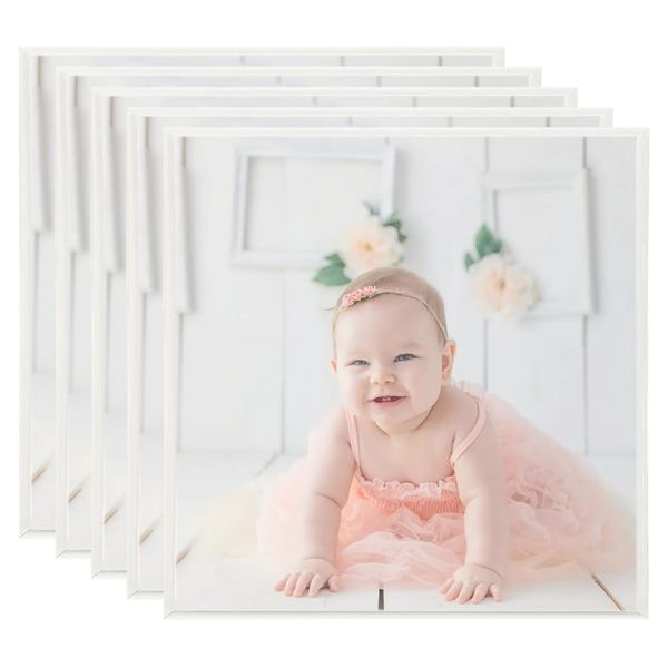 vidaXL Fotorámiky na stenu alebo stôl 5 ks strieborné 20x20 cm MDF
