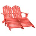 vidaXL 2-miestna záhradná stolička taburetka Adirondack jedľa červená