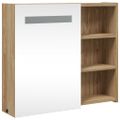 vidaXL Zrkadlová skrinka do kúpeľne s LED svetlom dubová 60x13x52 cm