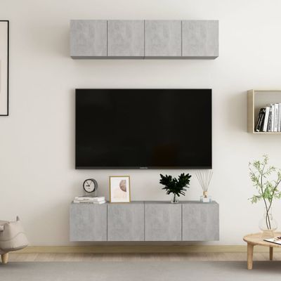 vidaXL TV skrinky 4 ks, betónovo sivé 60x30x30 cm, kompozitné drevo