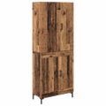 vidaXL Highboard Staré drevo 69,5 x 34 x 180 cm Kompozitné drevo