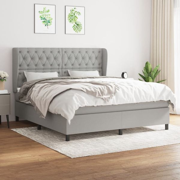 vidaXL Boxspring posteľ s matracom svetlosivá 100x200 cm látka