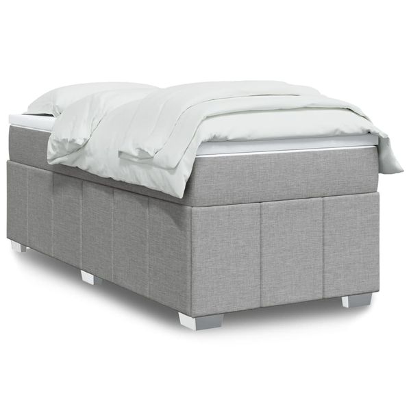 vidaXL Posteľný rám boxsping s matracom bledosivý 90x190 cm látka