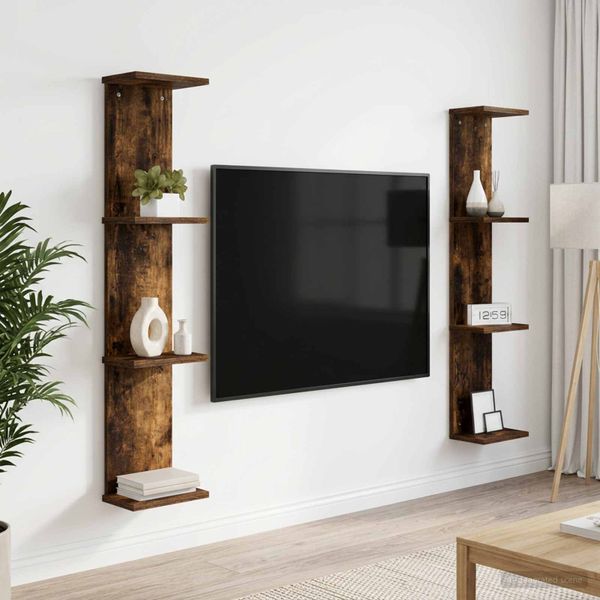 vidaXL Stenná polica 2 ks Dymový dub 22 x 15 x 100 cm Kompozitné drevo