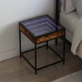 vidaXL Nočný stolík s nekonečnými LED dymový dub 40x40x51 cm