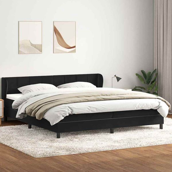 vidaXL Box Spring Posteľ s matracmi Čierna 200x210 cm Zamat