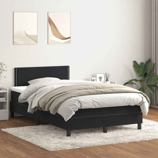 vidaXL Box Spring Posteľ s matracom Čierna 120x220 cm Zamat