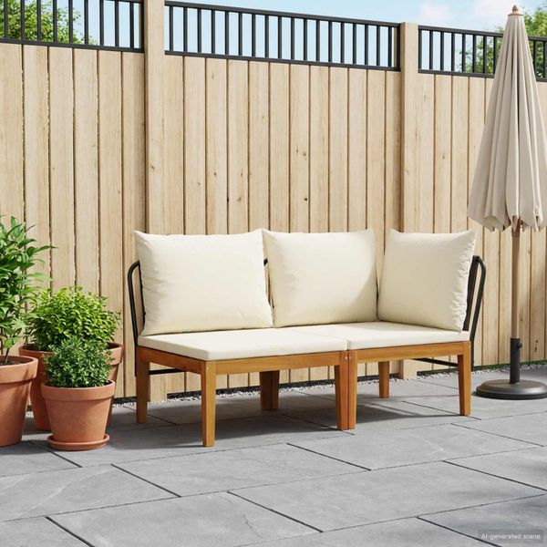 vidaXL 2 ks Záhradný lounge set s vankúšmi Prírodná