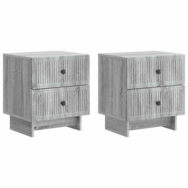 vidaXL Nočný stolík so zásuvkou 2 pcs Sivá sonoma 43 x 34,5 x 47,5 cm