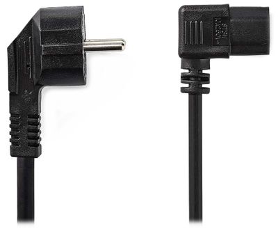 Nedis CEGL10020BK20 - Napájací Kábel  | Typ F Zástrčka | IEC-320-C13 | Uhlový | Uhlový | 2 m | Čierna Kábel, napájací, 230V, prípojný 10A, uhlový konektor IEC-320-C13, uhlová zástrčka Schuko, 2m, čierny