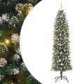 vidaXL Umelý chudý vianočný strom Zelená a biela 240 cm