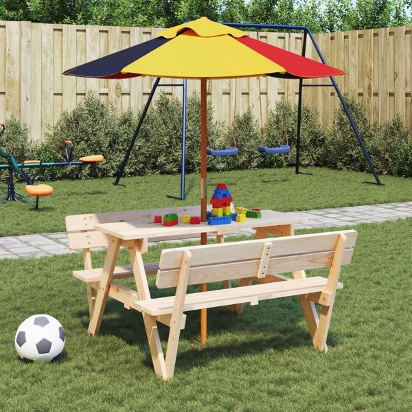 vidaXL Záhradný slnečník pre deti s drevenou tyčou Ø120x140 cm