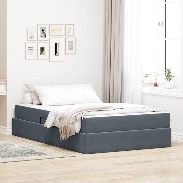 vidaXL Postel s úložným prostorem a matrací Tmavo šedá 120 x 190 cm