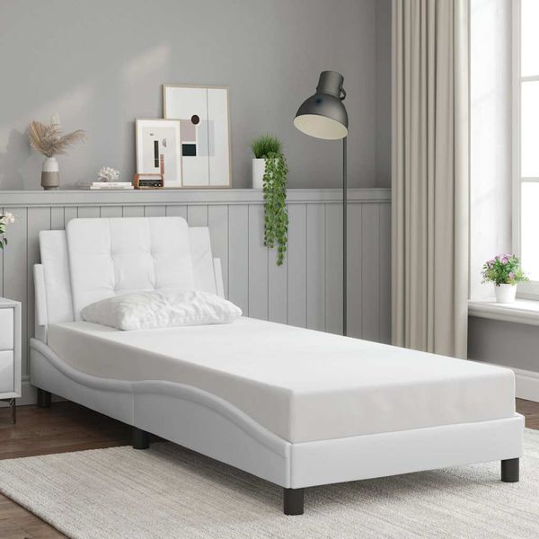 vidaXL Rám postele bez matraca Zadar biely 100x200 cm umelá koža