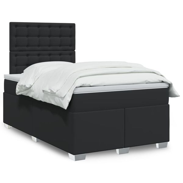 vidaXL Boxspring posteľ s matracom čierna 120x190 cm umelá koža