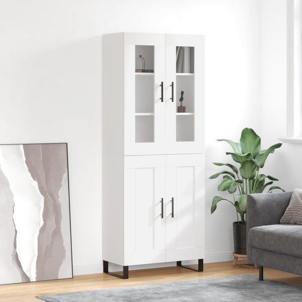 vidaXL Vysoká skrinka biela 69,5x34x180 cm spracované drevo