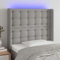 vidaXL Čelo postele s LED bledosivé 103x16x118/128 cm látka