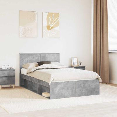 vidaXL Rám postele Betónová 120 x 200 cm Masívne borovicové drevo