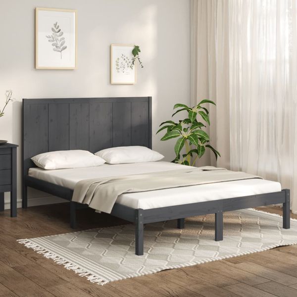 vidaXL Posteľný rám sivý borovicový masív 120x200 cm