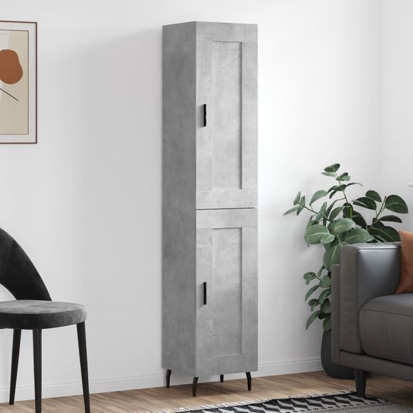 vidaXL Vysoká skrinka betónová sivá 34,5x34x180 cm spracované drevo