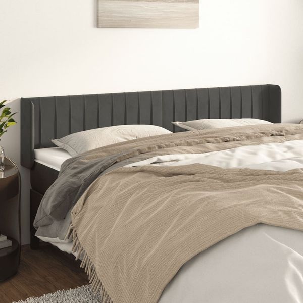 vidaXL Čelo postele so záhybmi tmavosivé 183x16x78/88 cm zamat