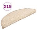 vidaXL Schodové rohože 15 ks 56x17x3 cm krémové, polkruhové
