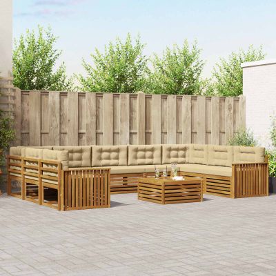 vidaXL Záhradná súprava gaučov s vankúšom 10 pcs Prírodná a béžová
