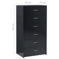 vidaXL Komoda so 6 zásuvkami lesklá čierna 50x34x96cm kompozitné drevo