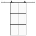 vidaXL Posuvné dvere s kovaním čierne 102x205 cm ESG sklo
