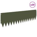 vidaXL Obrubník trávnika 20 ks 103 x 30 cm Oceľ Olivovo zelená