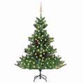vidaXL Umelý vianočný stromček jedľa Nordmann LED a gule zelený 150 cm