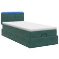 vidaXL Ottoman posteľ s matracom a LED Tmavozelená 90 x 190 cm Zamat